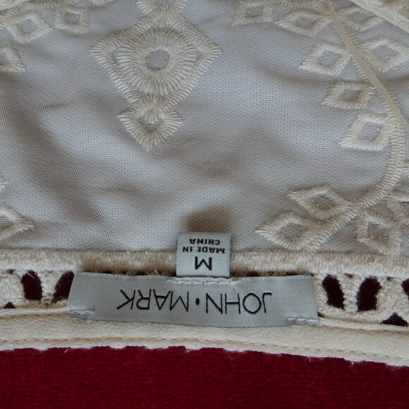 John Mark Velvet Tunic Top Women's Size M Ivory Embroidered Loose Fit - Picture 7 of 14